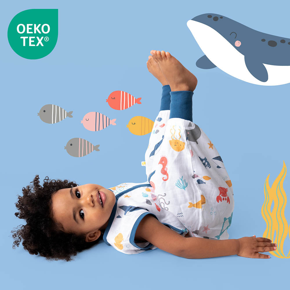 Saco de dormir con pies de muselina 0.5 TOG_Animales marinos_OEKOTEX_412