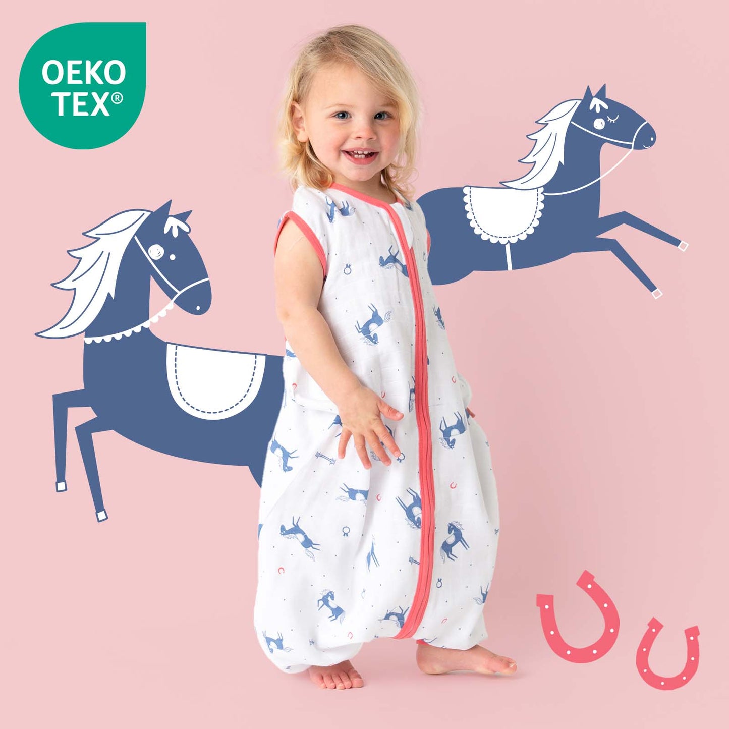 Saco de dormir con pies de muselina 0.5 TOG_Caballos_OEKOTEX_412