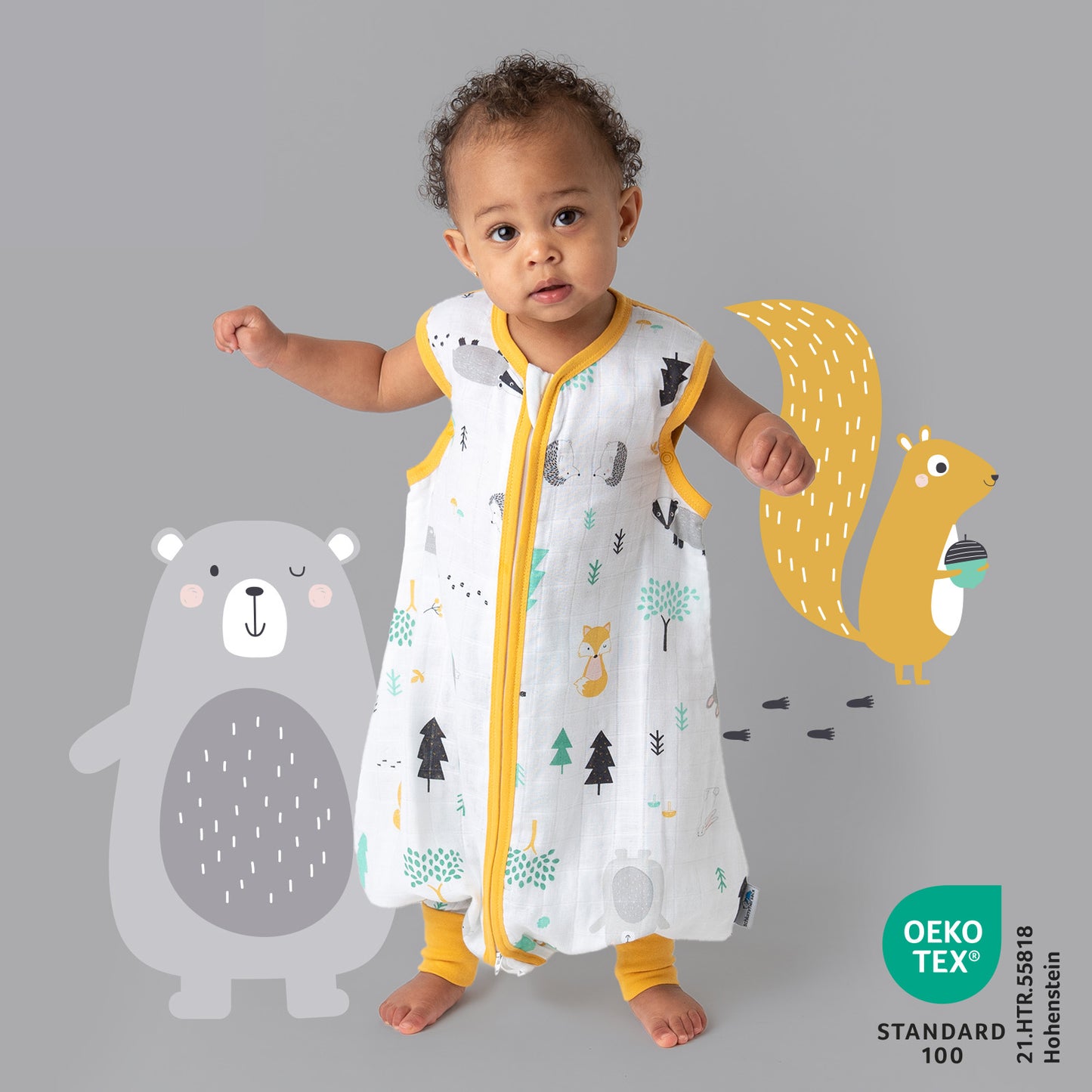 Saco de dormir con pies de muselina 0.5 TOG_Animales del bosque_412_2