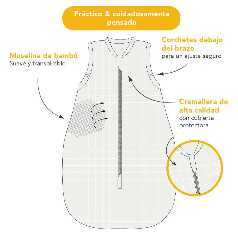 Saco de dormir para bebé de muselina, 0.5 TOG