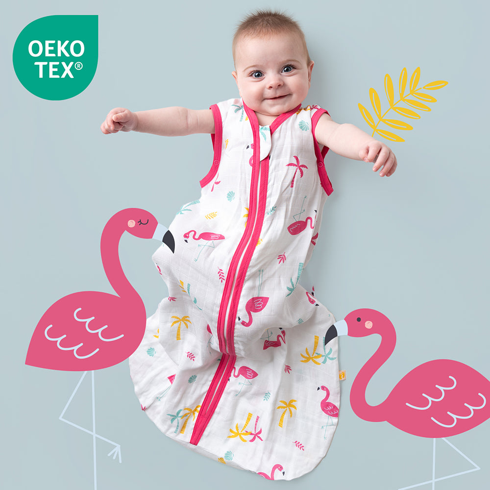 Saco de dormir para bebé de muselina 0.5 TOG_Flamenco_OEKOTEX_415