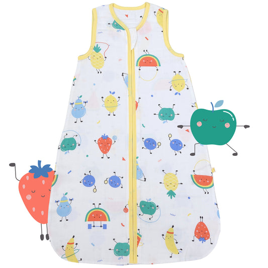 Saco de dormir para bebé de muselina 0.5 TOG_Frutas en Forma_parte frontal_415