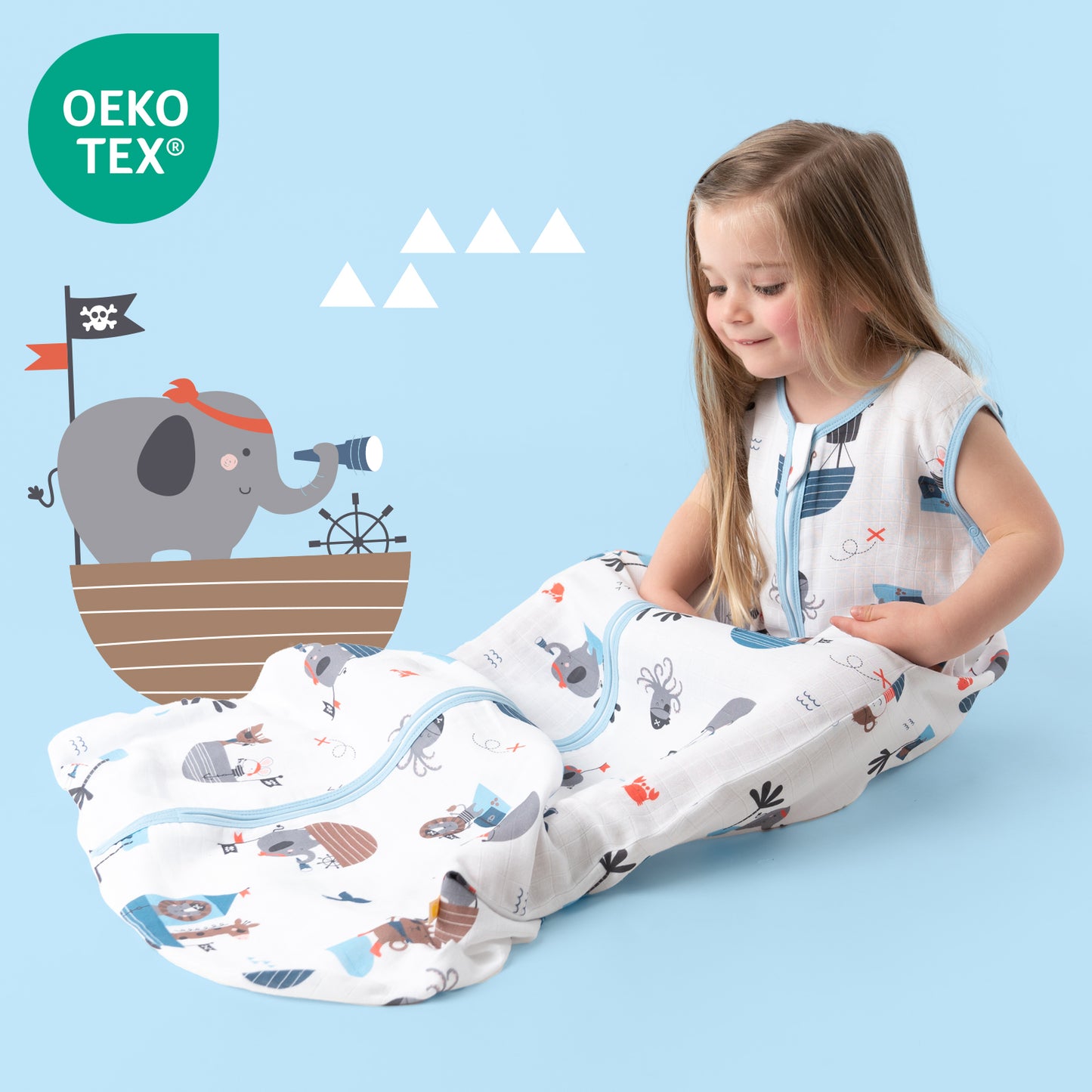 Saco de dormir para bebé de muselina 0.5 TOG_Pirata_OEKOTEX_415