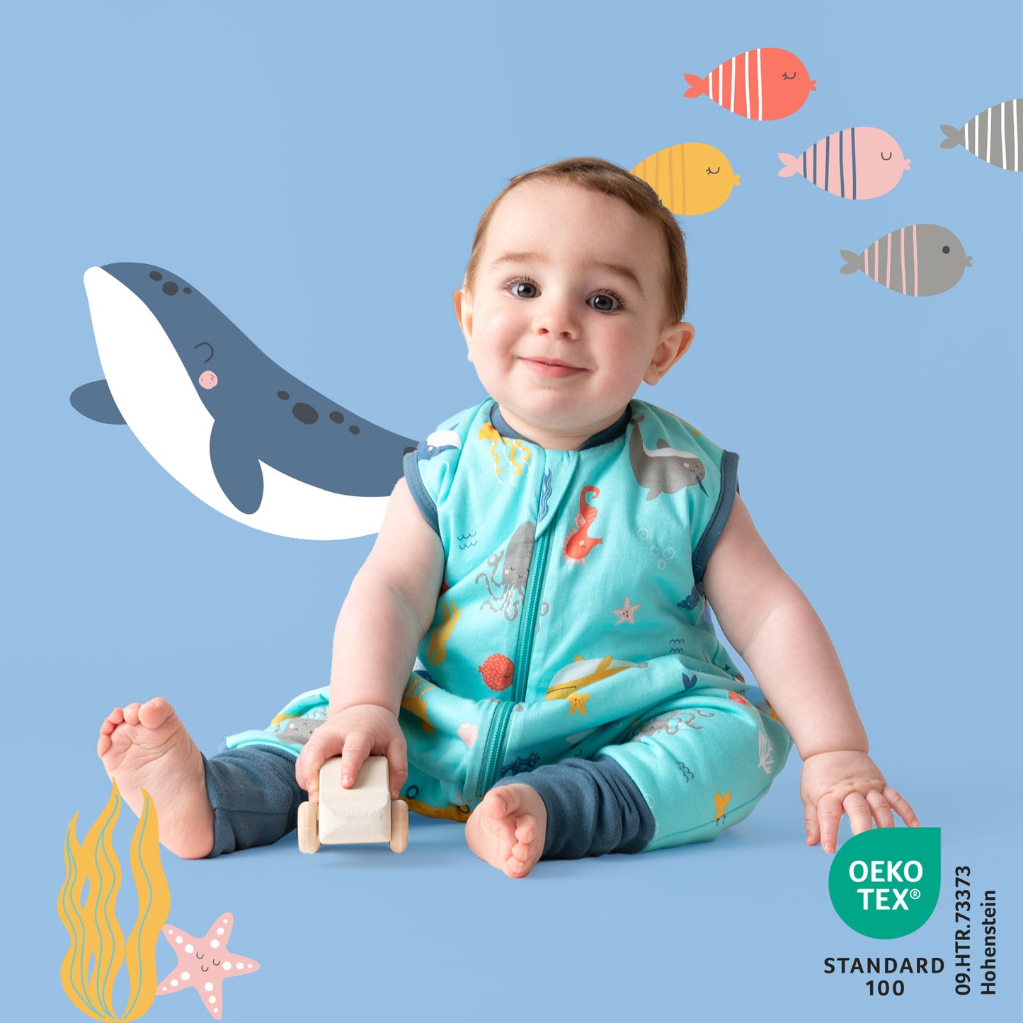 Saco de dormir con pies y suelas antideslizantes 1.0 TOG_Animales marinos_418_2