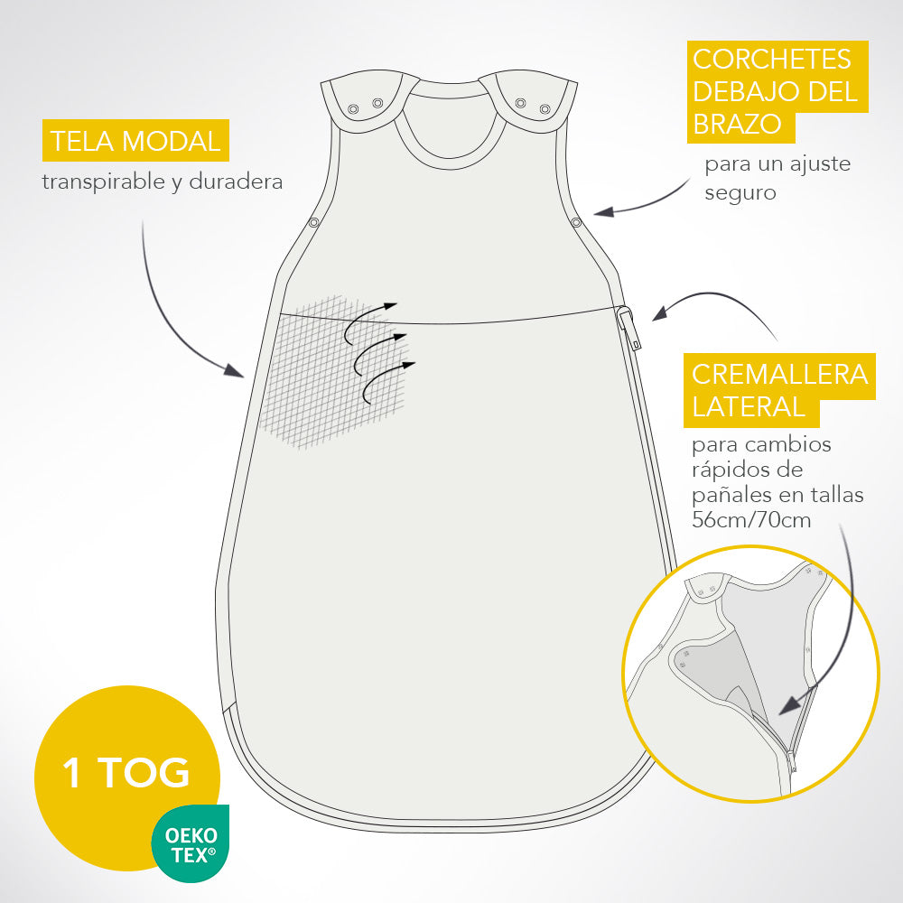 Saco de dormir para bebé, 1.0 TOG