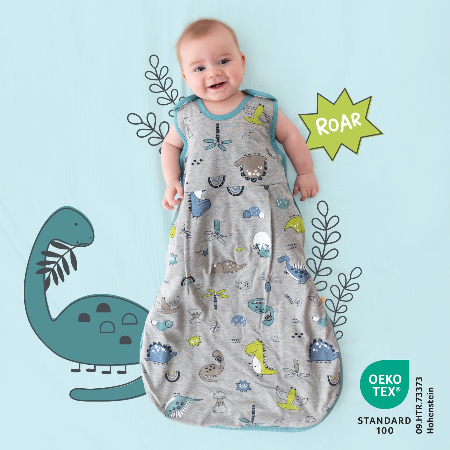 Saco de dormir para bebé 1.0 TOG_Dinosaurio_OEKOTEX_420