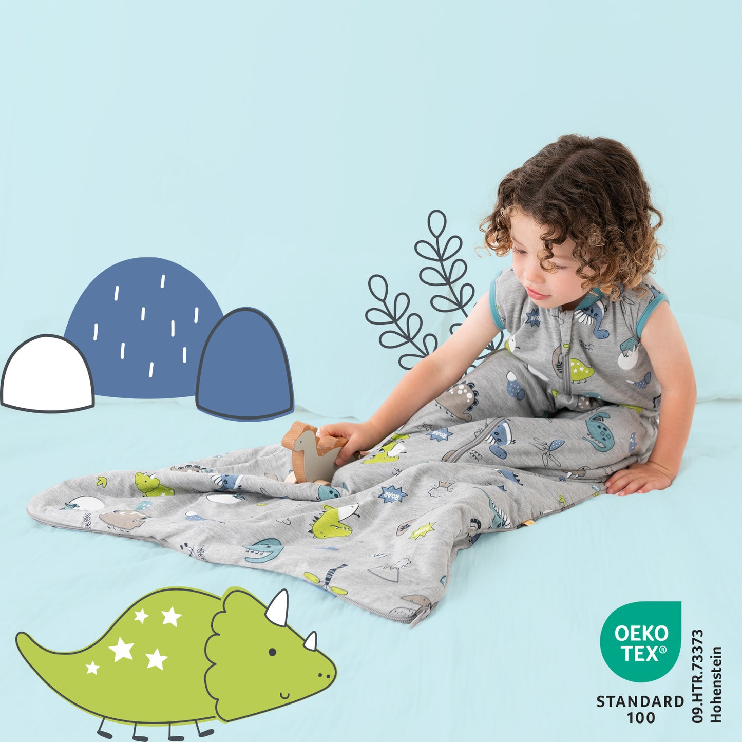 Saco de dormir para bebé 1.0 TOG_Dinosaurio_OEKOTEX_420