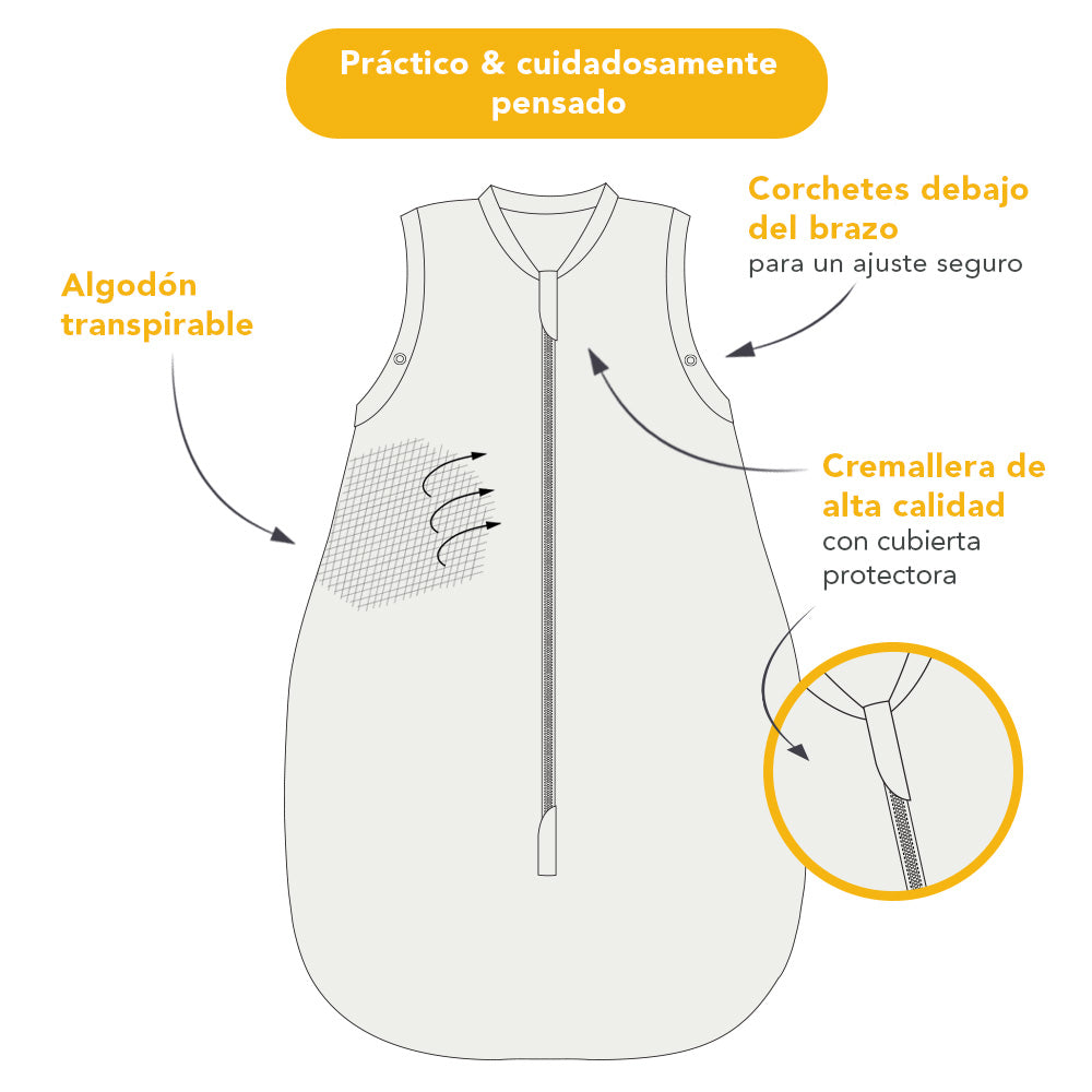 Saco de dormir para bebé de algódon orgánico, 1.0 TOG