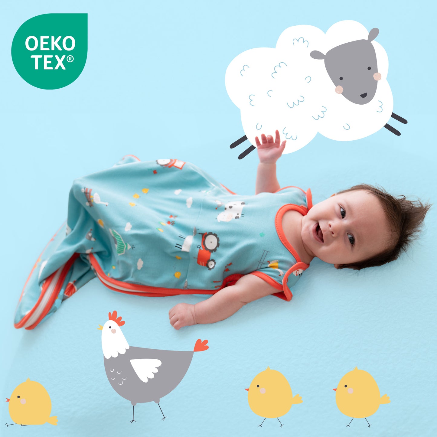 Saco de dormir para bebé de algódon orgánico 1.0 TOG_Granja_OEKOTEX_421