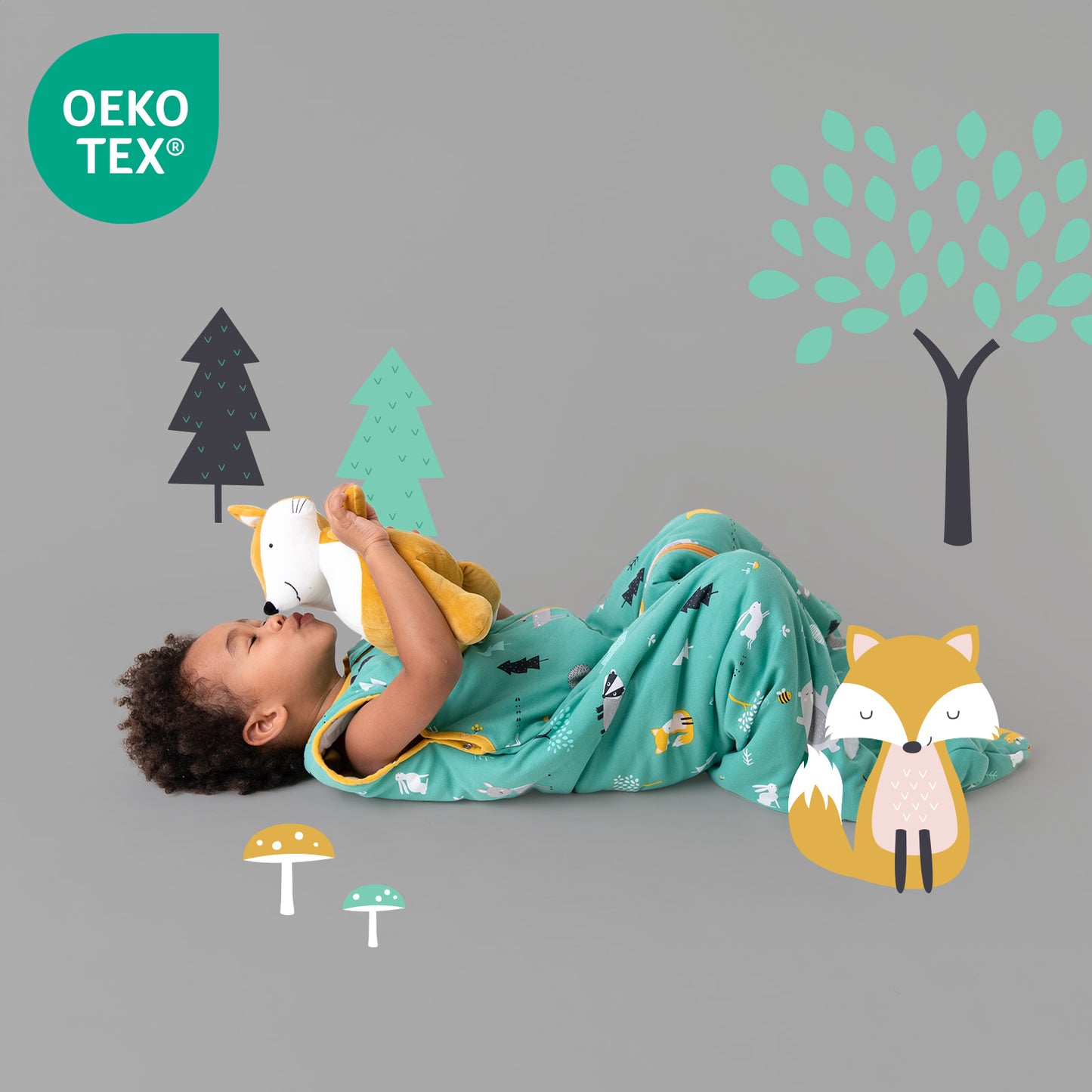 Saco de dormir para bebé de algódon orgánico 1.0 TOG_Animales del bosque_OEKOTEX_421