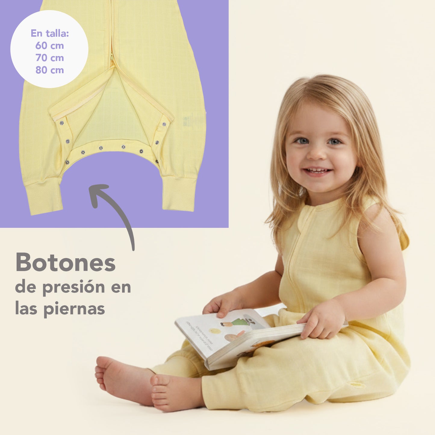 Saco de dormir con pies de muselina 0.5 Tog_Amarillo Claro_3_422