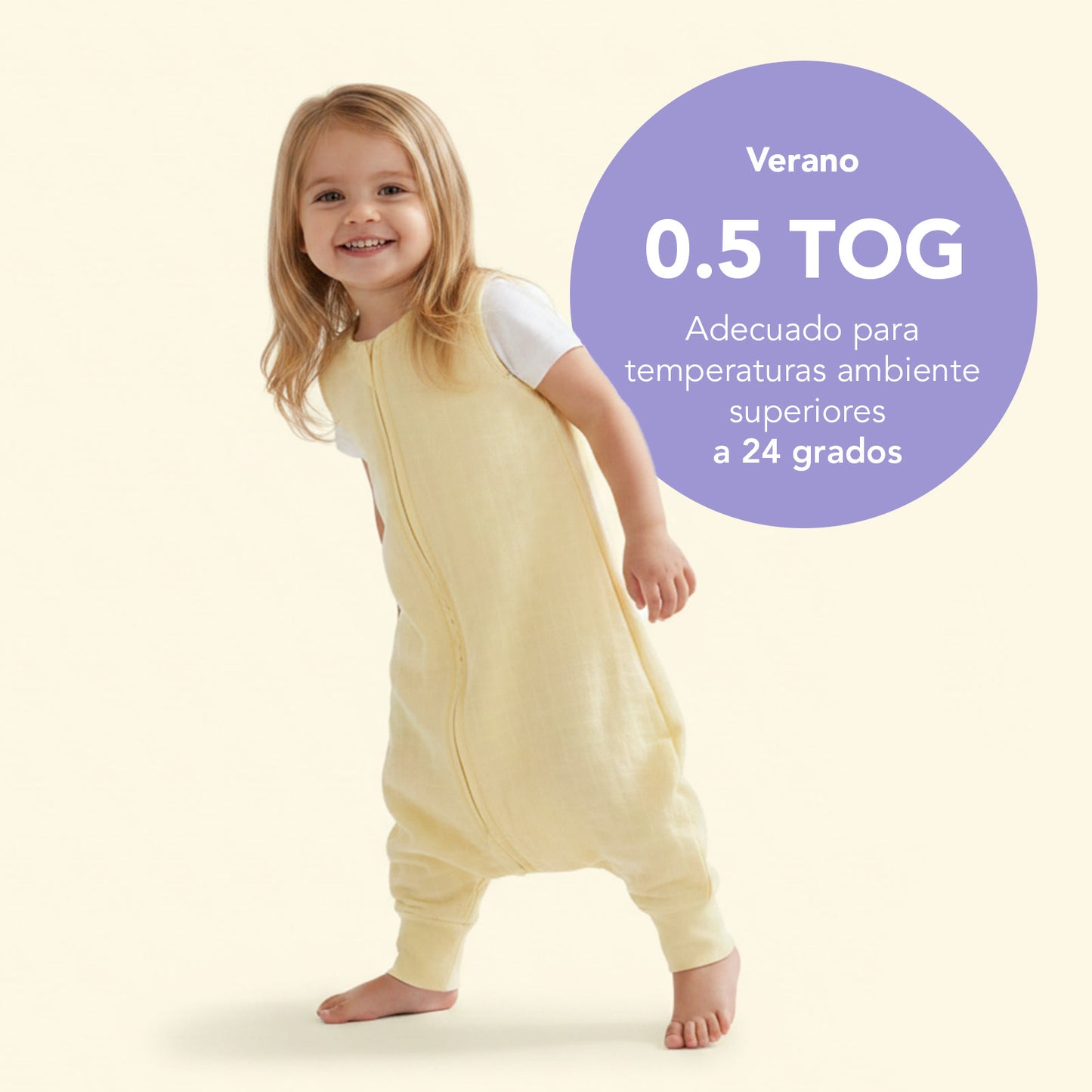 Saco de dormir con pies de muselina 0.5 Tog_Amarillo Claro_5_422