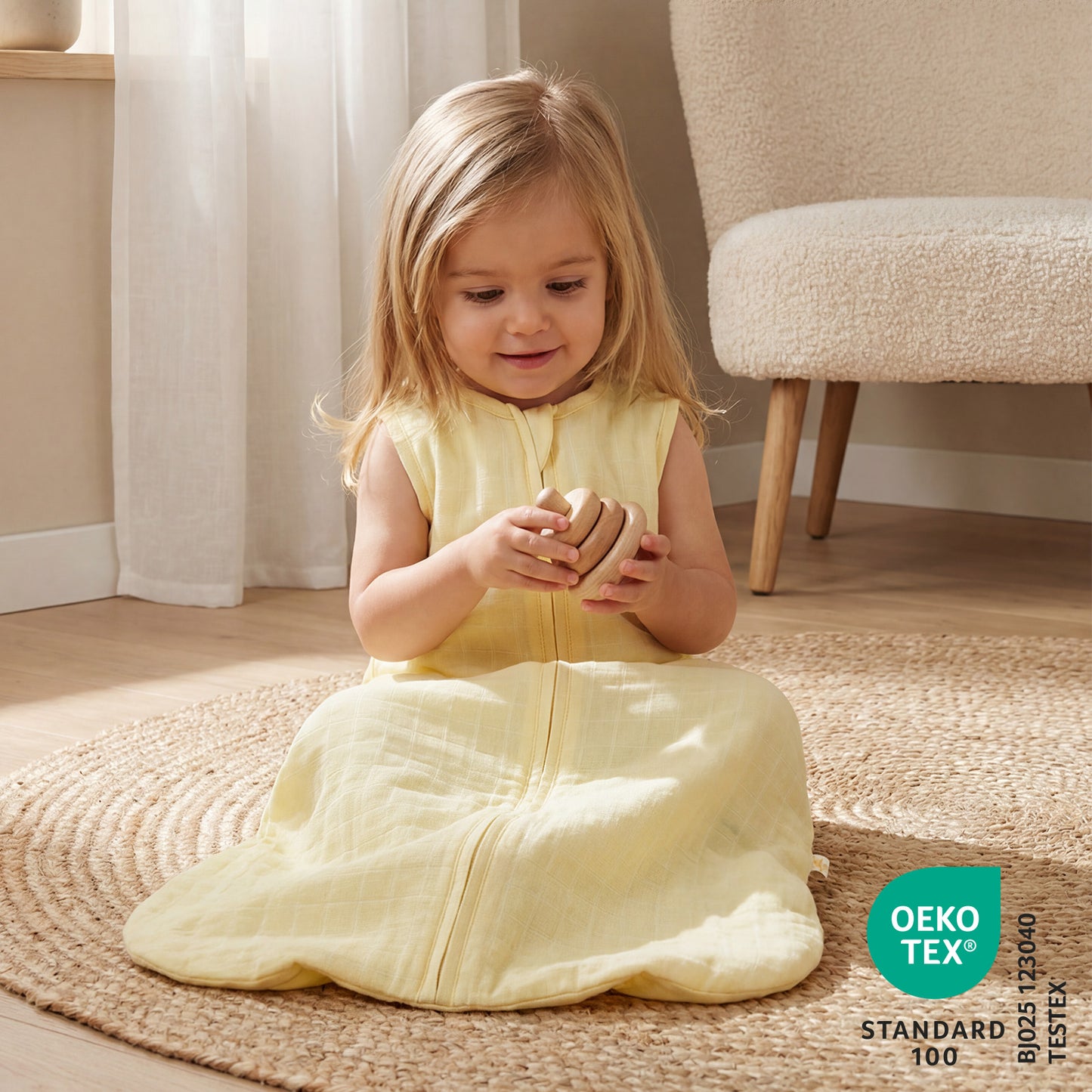 Saco de dormir para bebé de muselina 0.5 Tog_Amarillo Claro_2_423