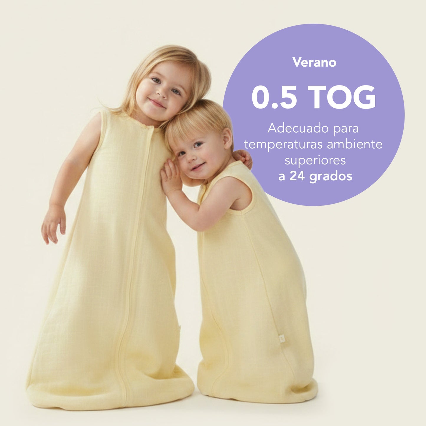 Saco de dormir para bebé de muselina 0.5 Tog_Amarillo Claro_5_423