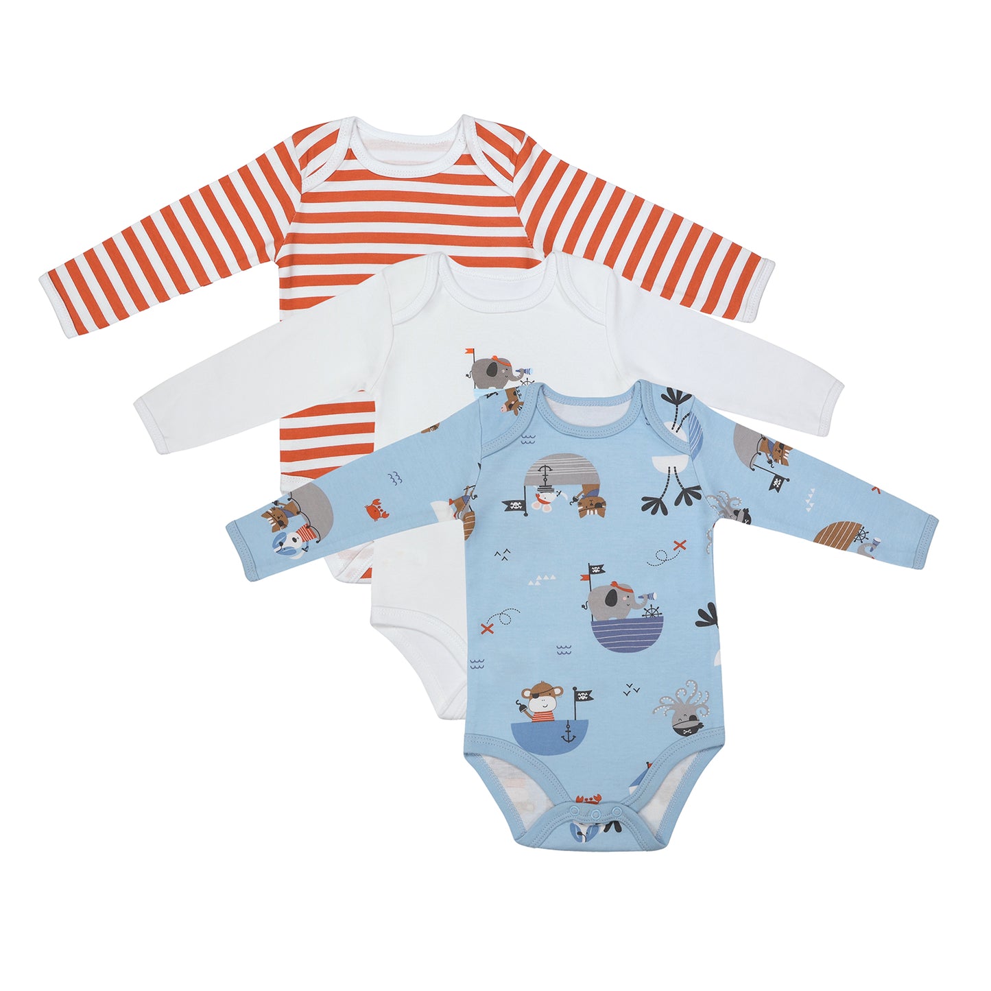 Pack de 3 bodies para bebé manga larga de algódon orgánico_Pirata_1_434