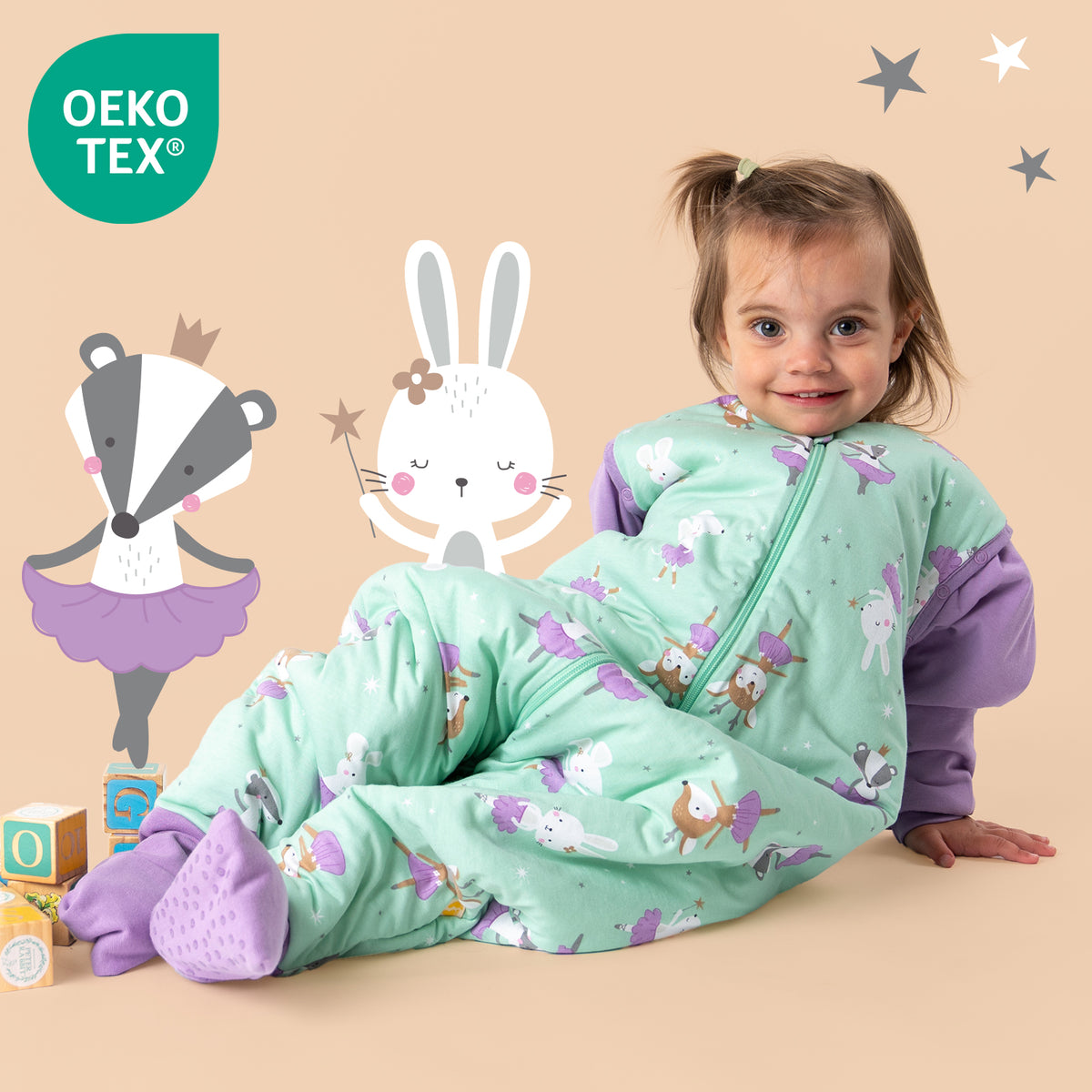 Saco de dormir con pies y suelas antideslizantes 2.5 TOG_Bailarina_OEKOTEX_461