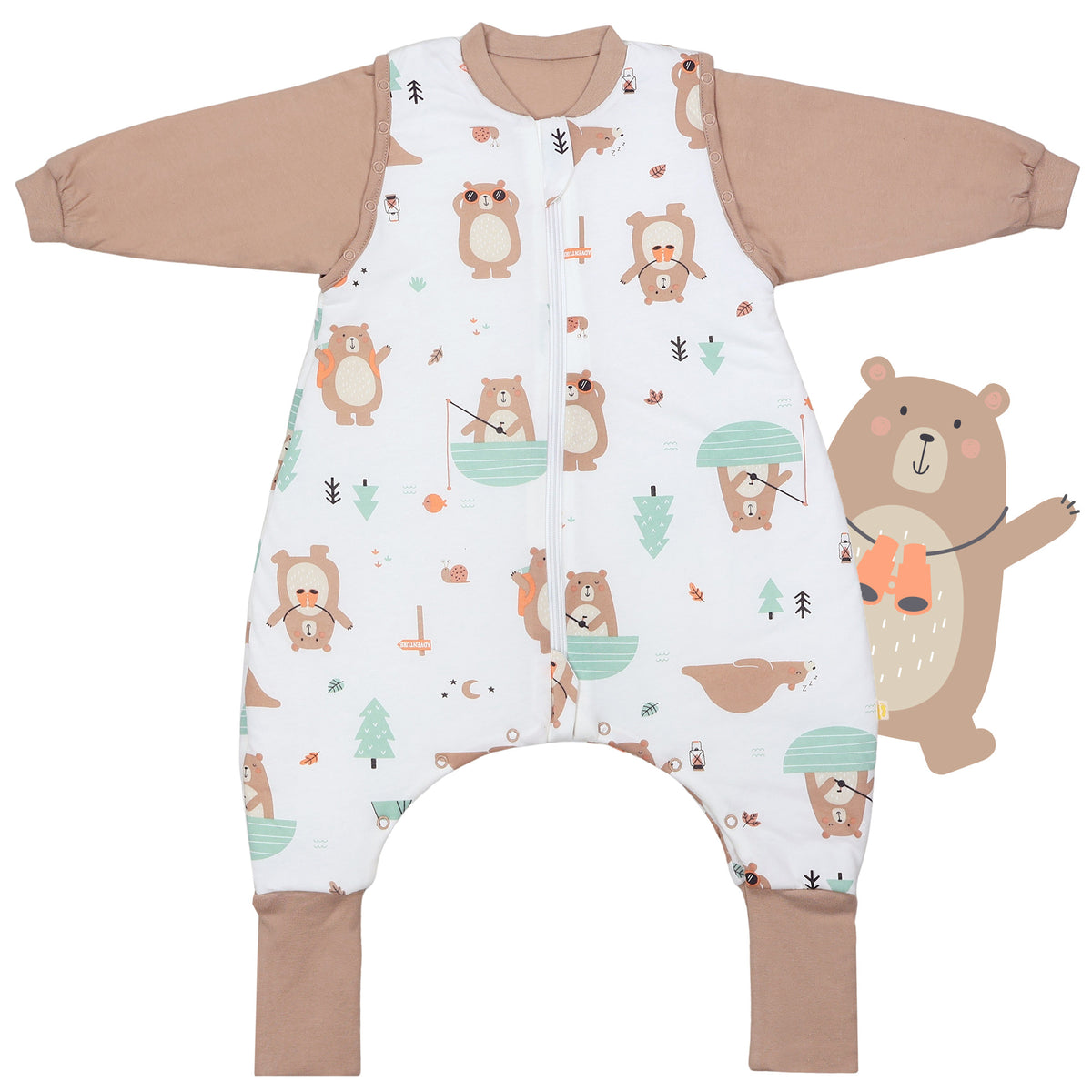 Saco de dormir con pies y suelas antideslizantes 2.5 TOG_Oso Explorador_parte frontal_461
