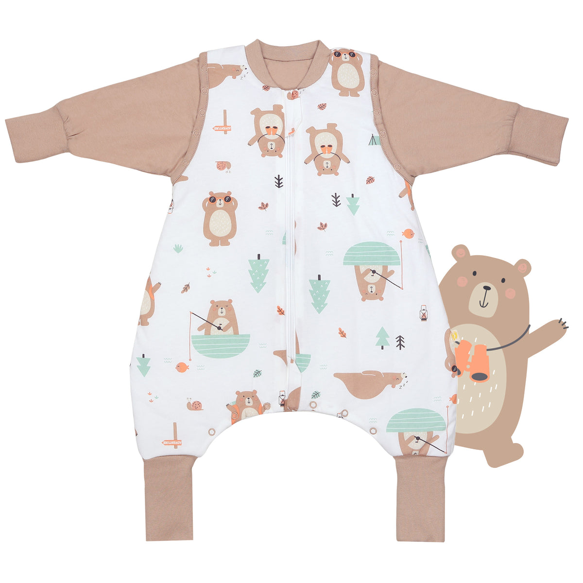 Saco de dormir con pies y suelas antideslizantes 2.5 TOG_Oso Explorador_parte frontal_461