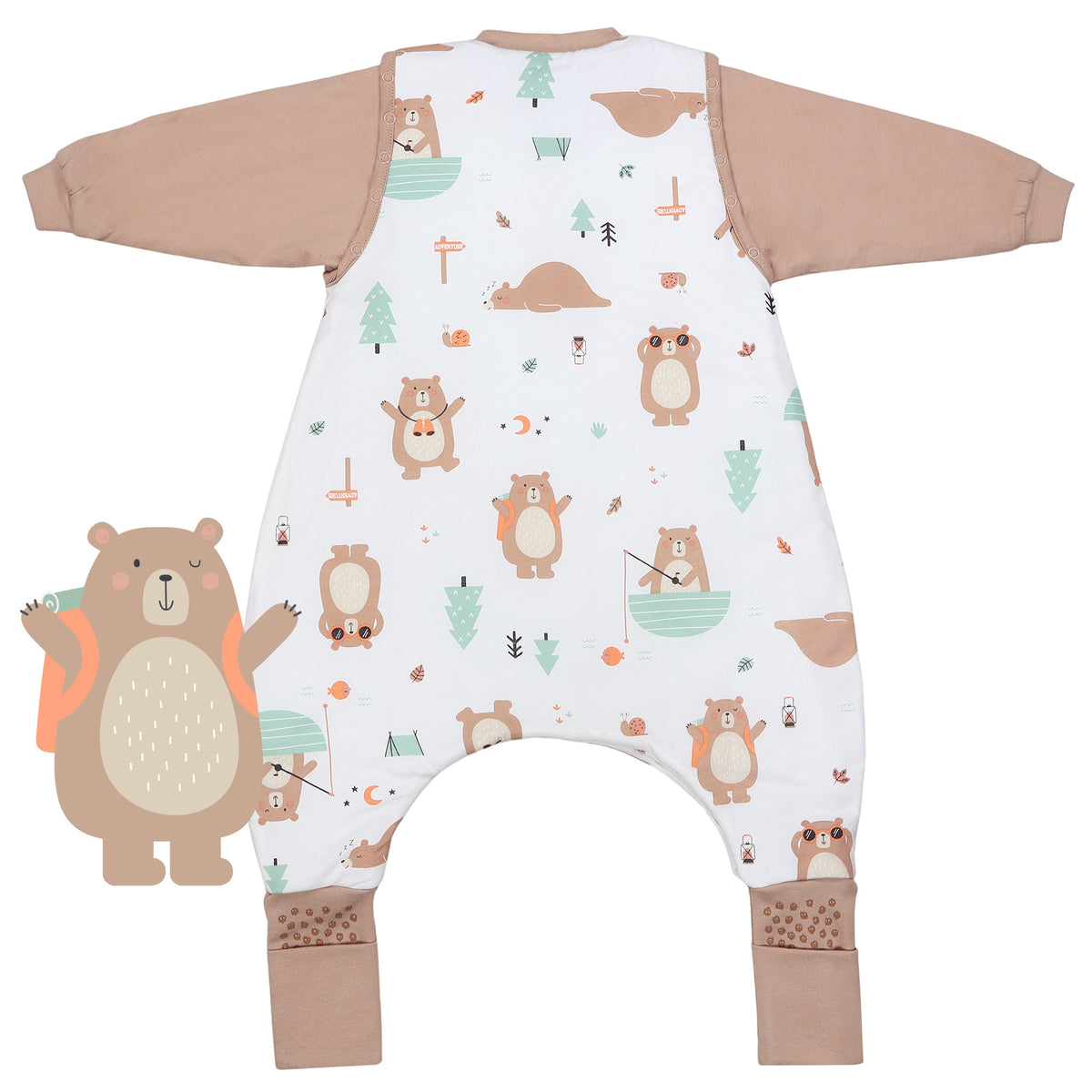 Saco de dormir con pies y suelas antideslizantes 2.5 TOG_Oso Explorador_parte trasera_461