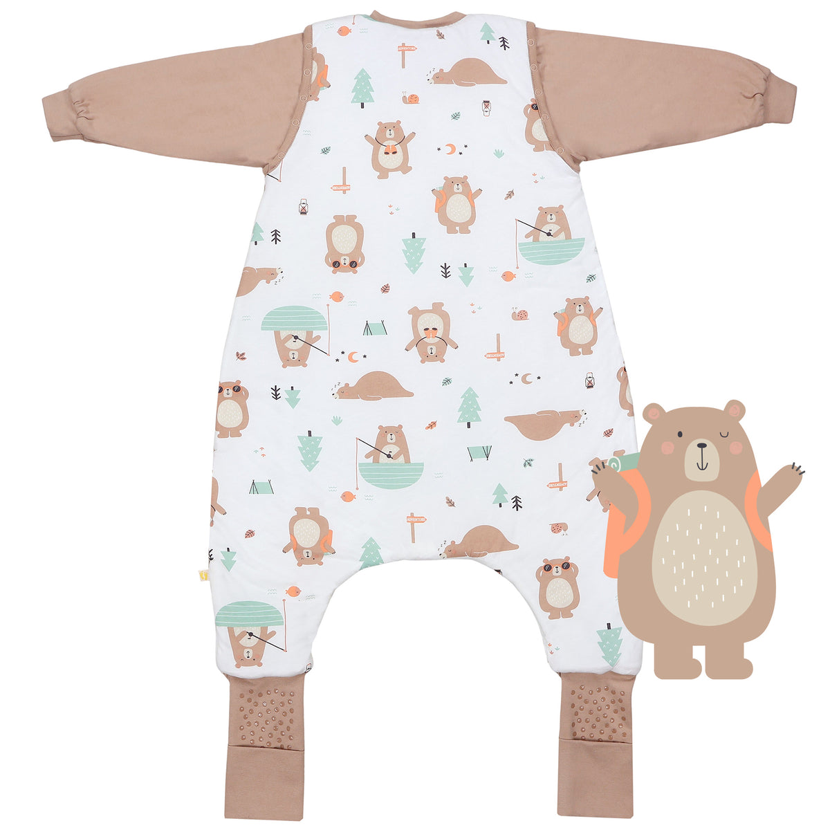 Saco de dormir con pies y suelas antideslizantes 2.5 TOG_Oso Explorador_parte trasera_461