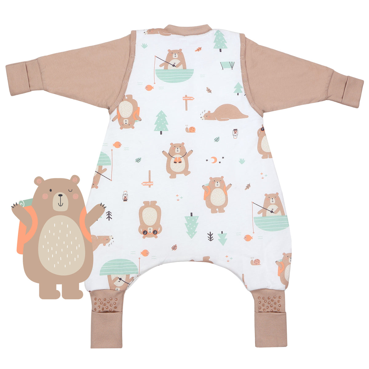 Saco de dormir con pies y suelas antideslizantes 2.5 TOG_Oso Explorador_parte trasera_461