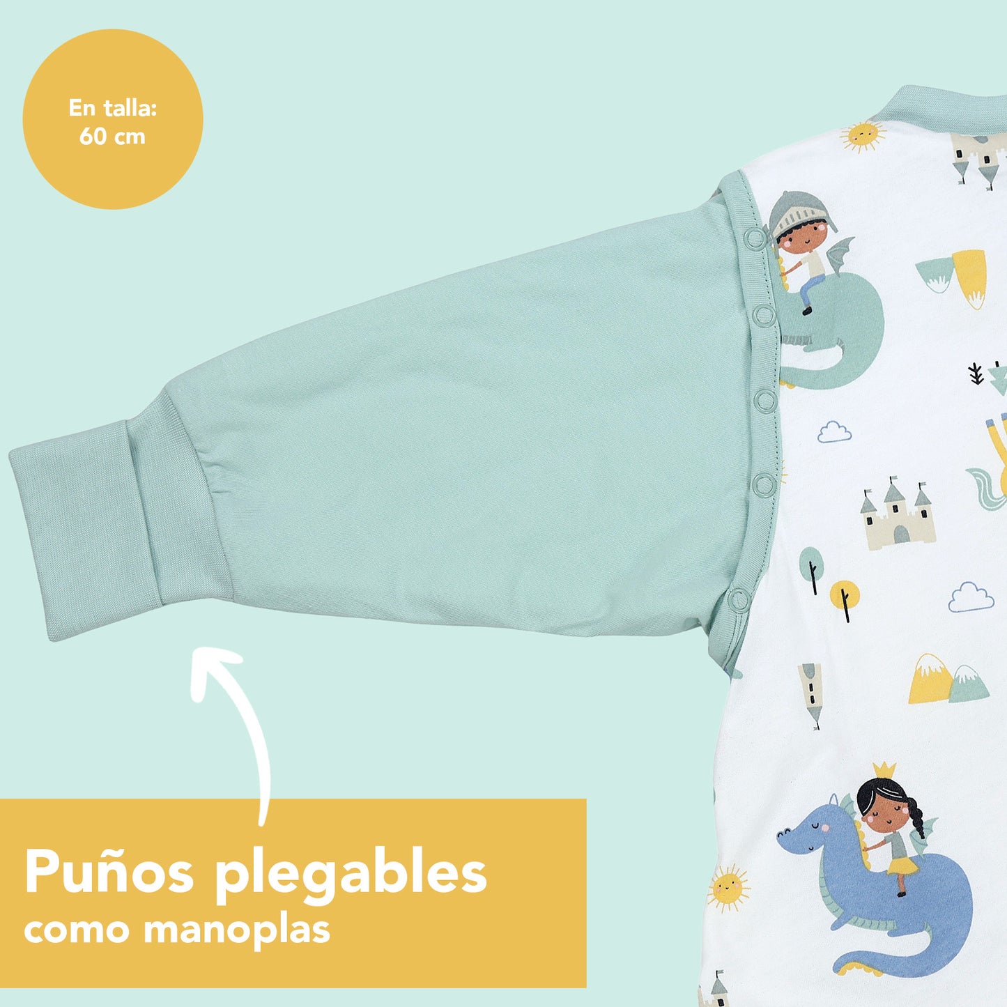 Saco de dormir con pies y suelas antideslizantes 2.5 TOG_Fantasia_puños_461