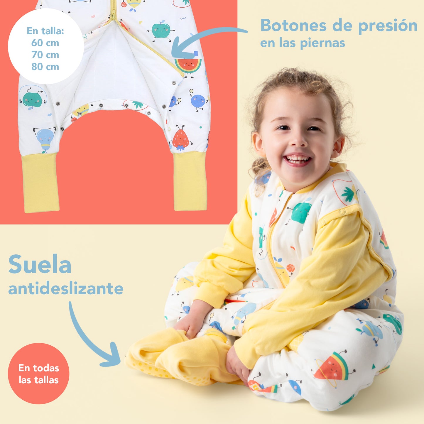 Saco de dormir con pies y suelas antideslizantes 2.5 TOG_Frutas en Forma_zona del pie_461