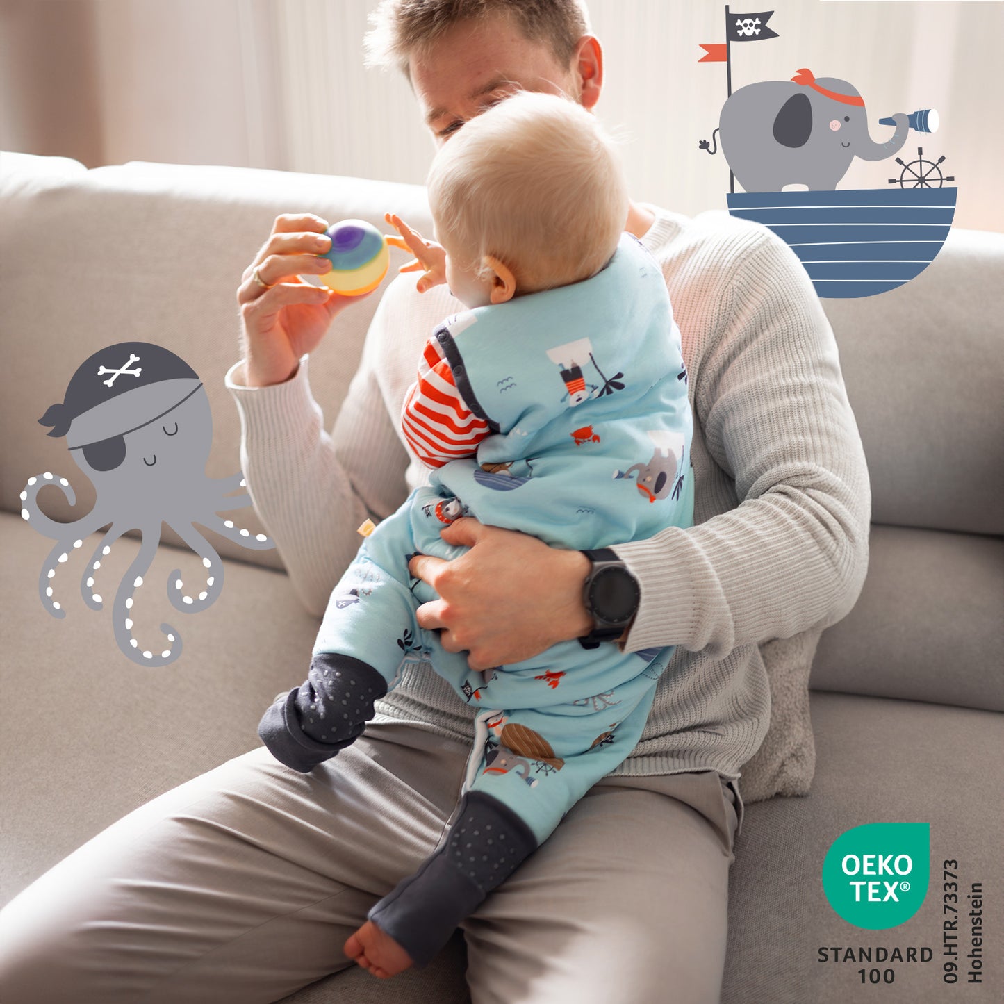 Saco de dormir con pies y suelas antideslizantes, 2.5 TOG