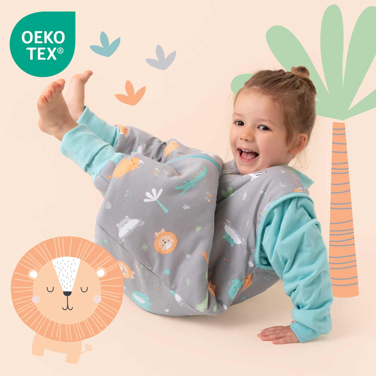 Saco de dormir con pies y suelas antideslizantes 2.5 TOG_Safari_OEKOTEX_461