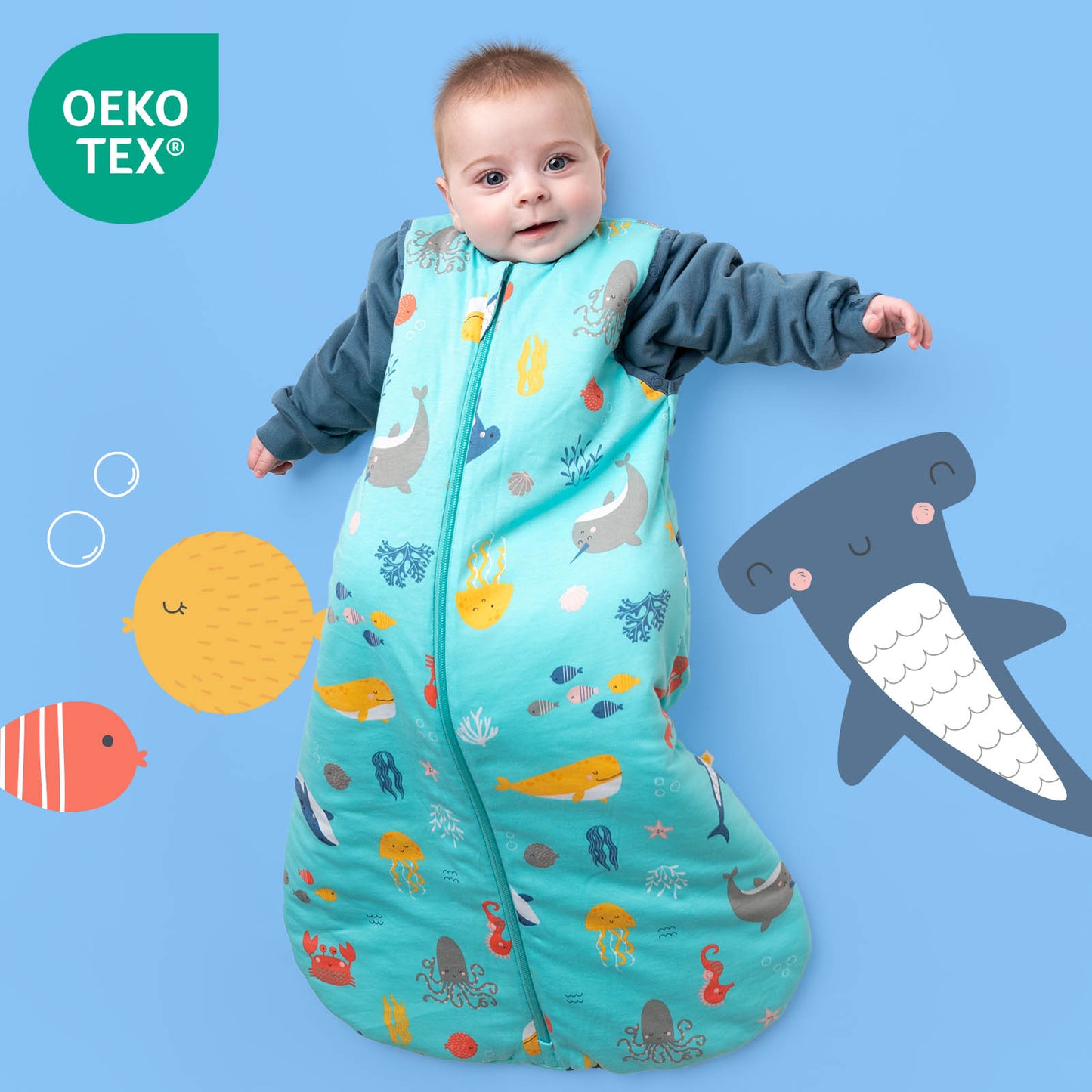 Saco de dormir para bebé 2.5 TOG_Animales marinos_OEKOTEX_465