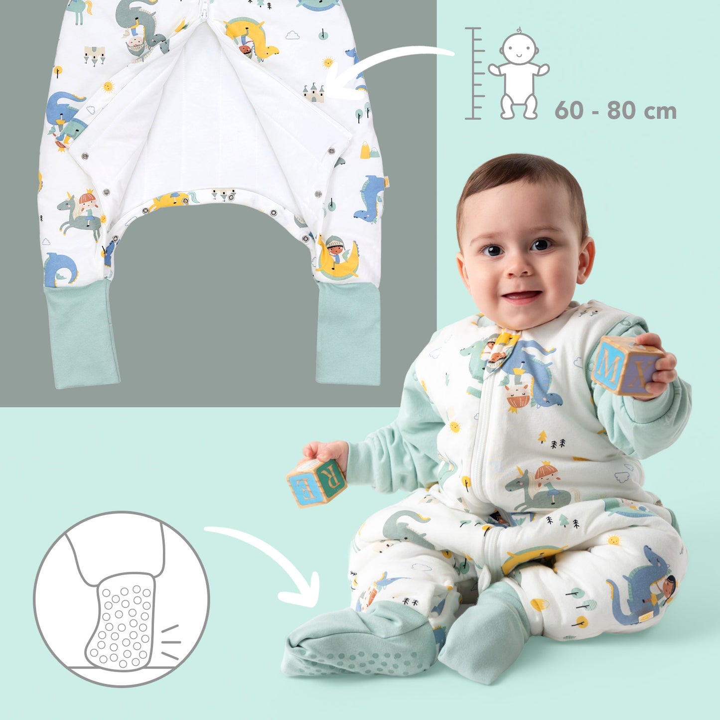 Saco de dormir con pies y suelas antideslizantes 3.5 TOG_Fantasia_zona del pie_468