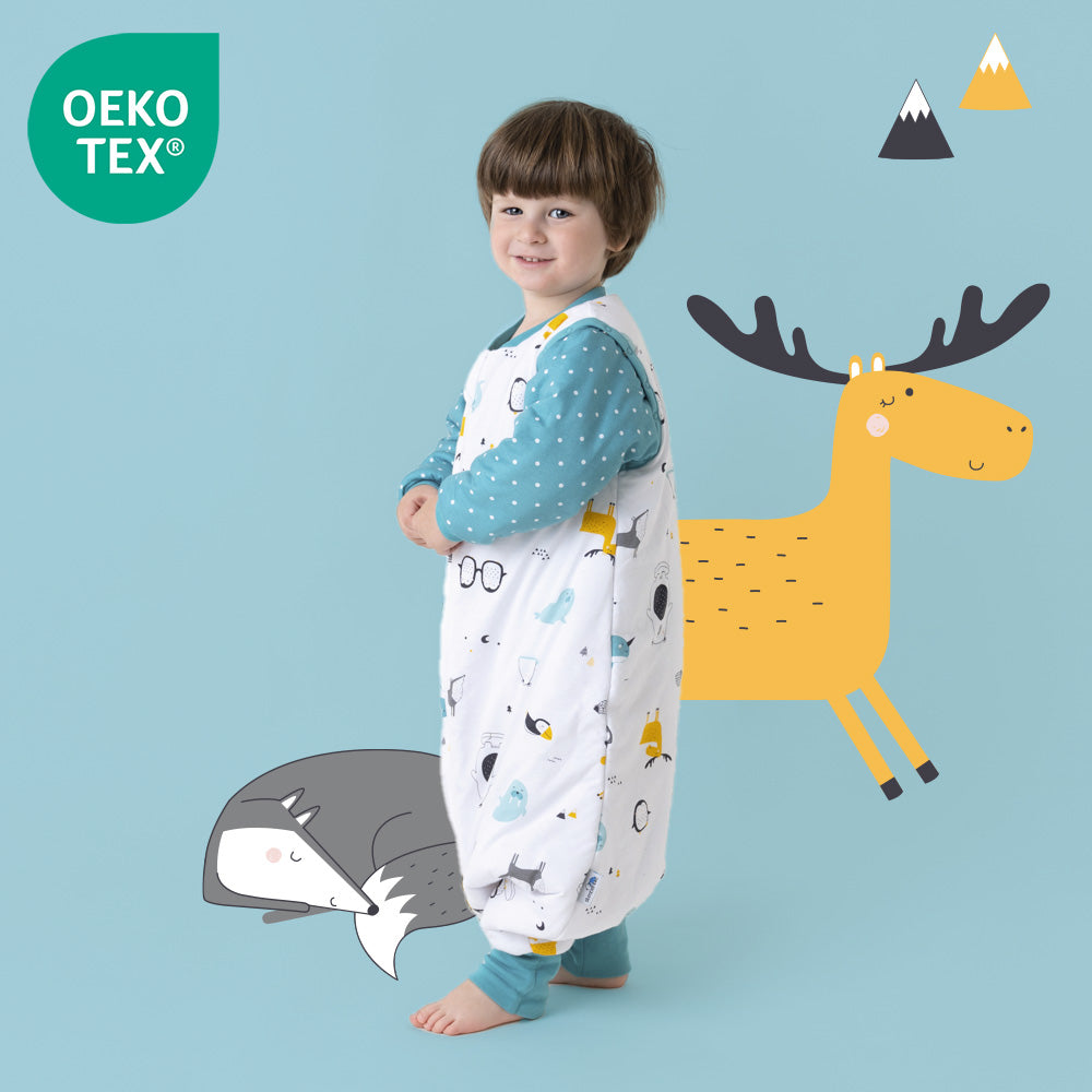 Saco de dormir con pies y suelas antideslizantes de algódon orgánico 3.5 TOG_Amigos Polares_OEKOTEX_469