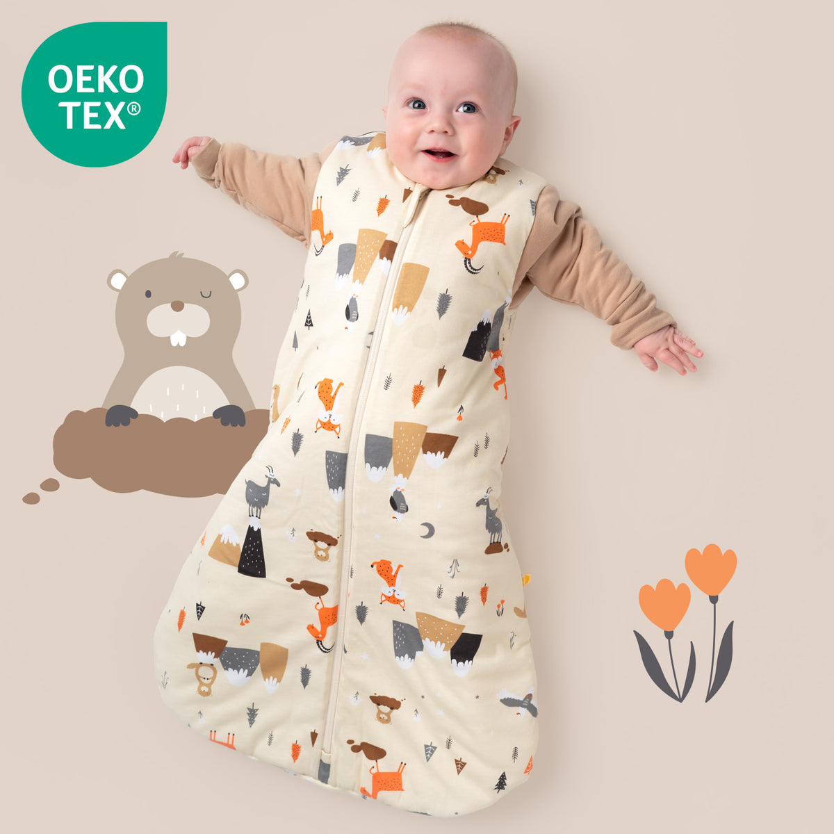 Saco de dormir para bebé 3.5 TOG_Animales de montaña_OEKOTEX_471