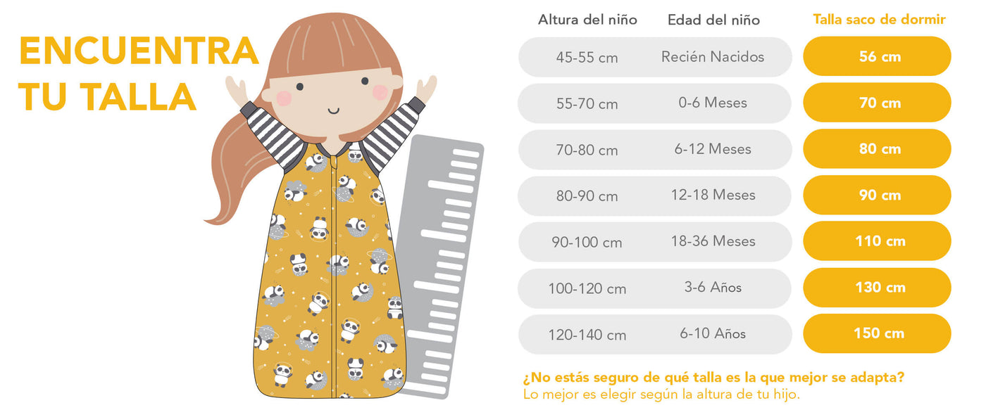 Calculadora de talla para sacos de dormir con pies