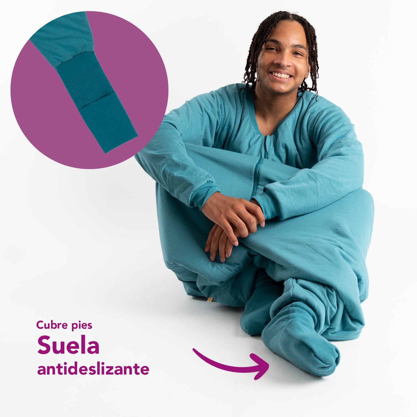 Saco de dormir con pies y suelas antideslizantes para adultos, 2.5 TOG