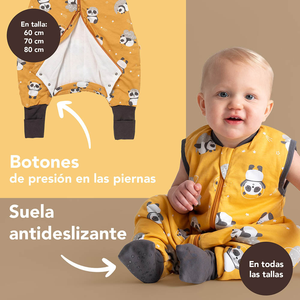 Saco de dormir con pies y suelas antideslizantes y mangas, 1.0 TOG