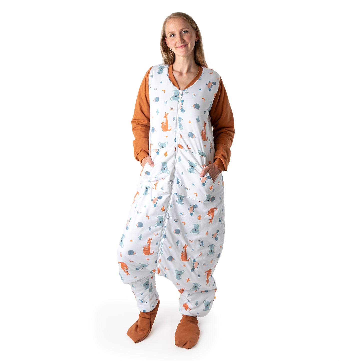 Saco de dormir con pies y suelas antideslizantes para adultos, 3.5 TOG