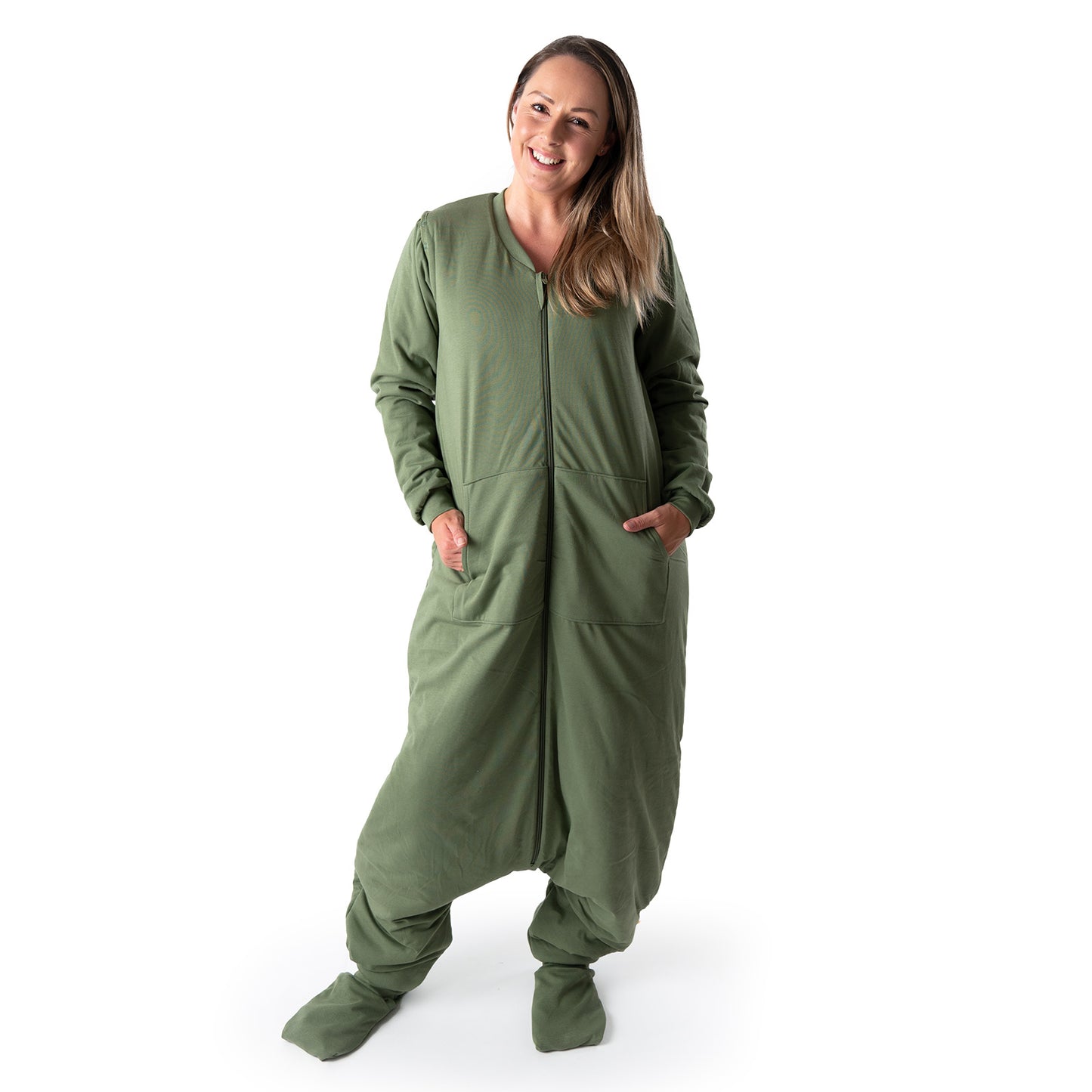 Saco de dormir con pies y suelas antideslizantes para adultos, 2.5 TOG