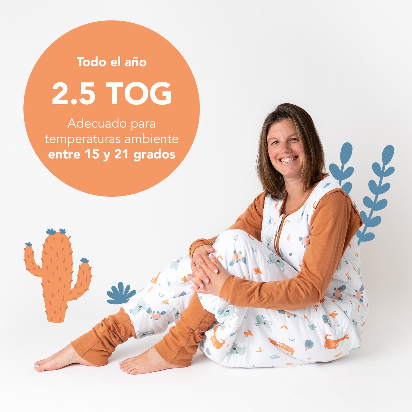 Saco de dormir con pies y suelas antideslizantes para adultos, 2.5 TOG