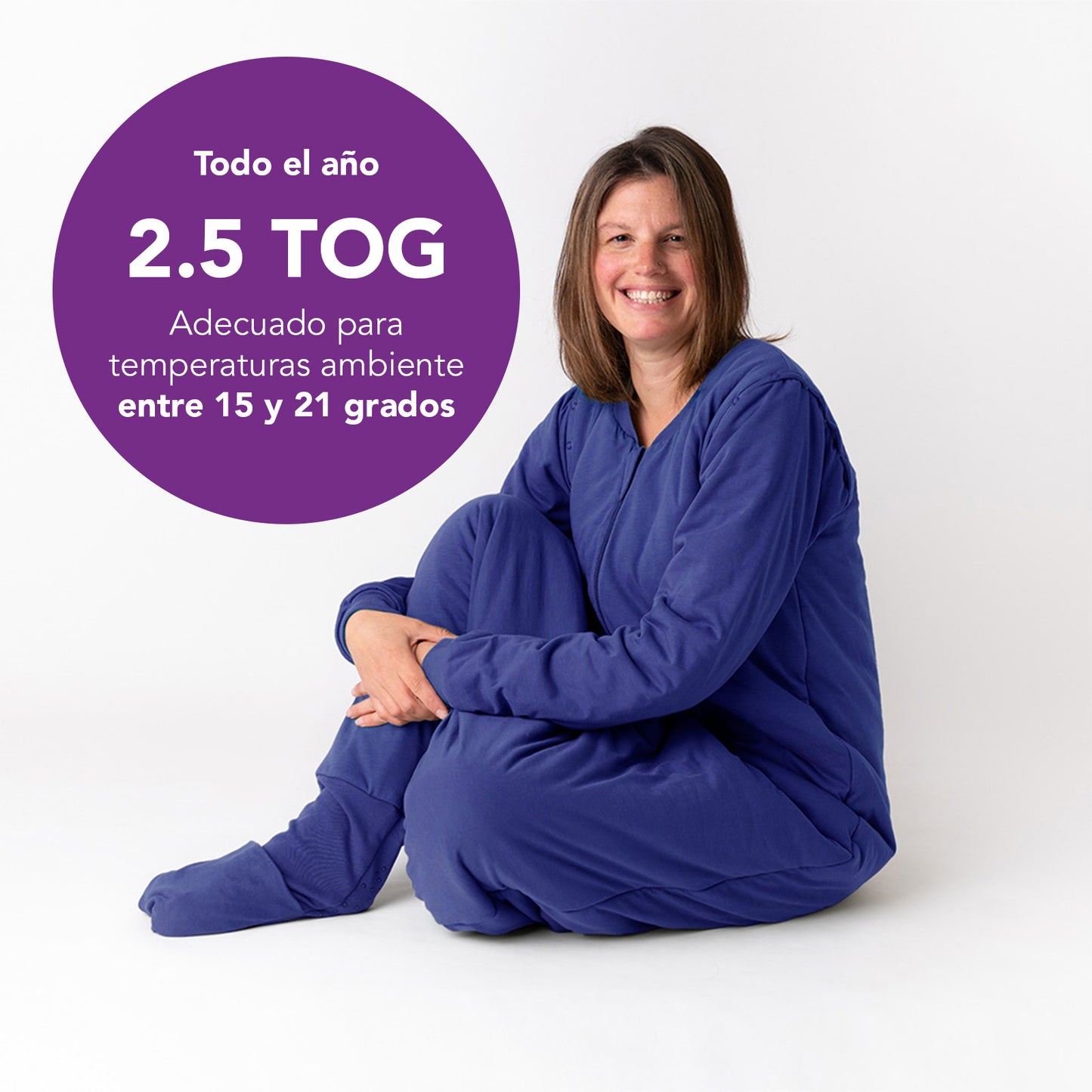 Saco de dormir con pies y suelas antideslizantes para adultos, 2.5 TOG