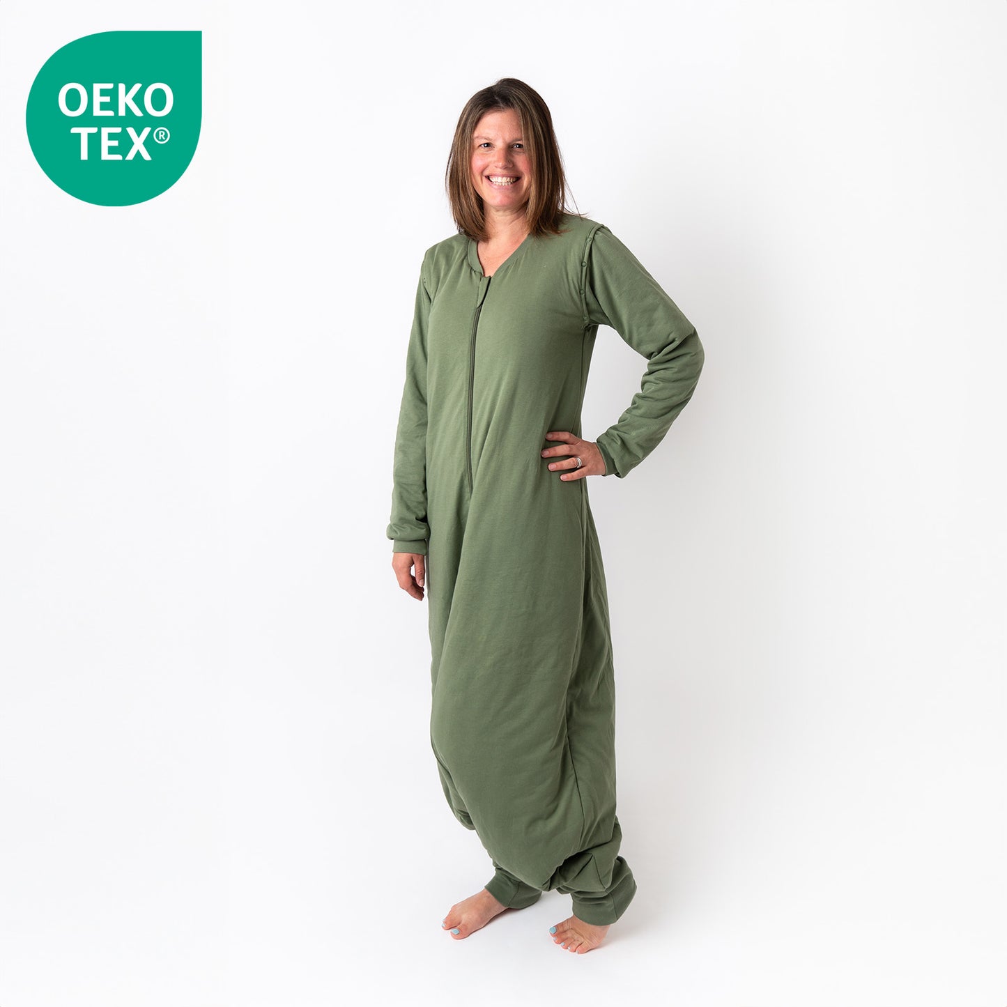 Saco de dormir con pies y suelas antideslizantes para adultos, 2.5 TOG