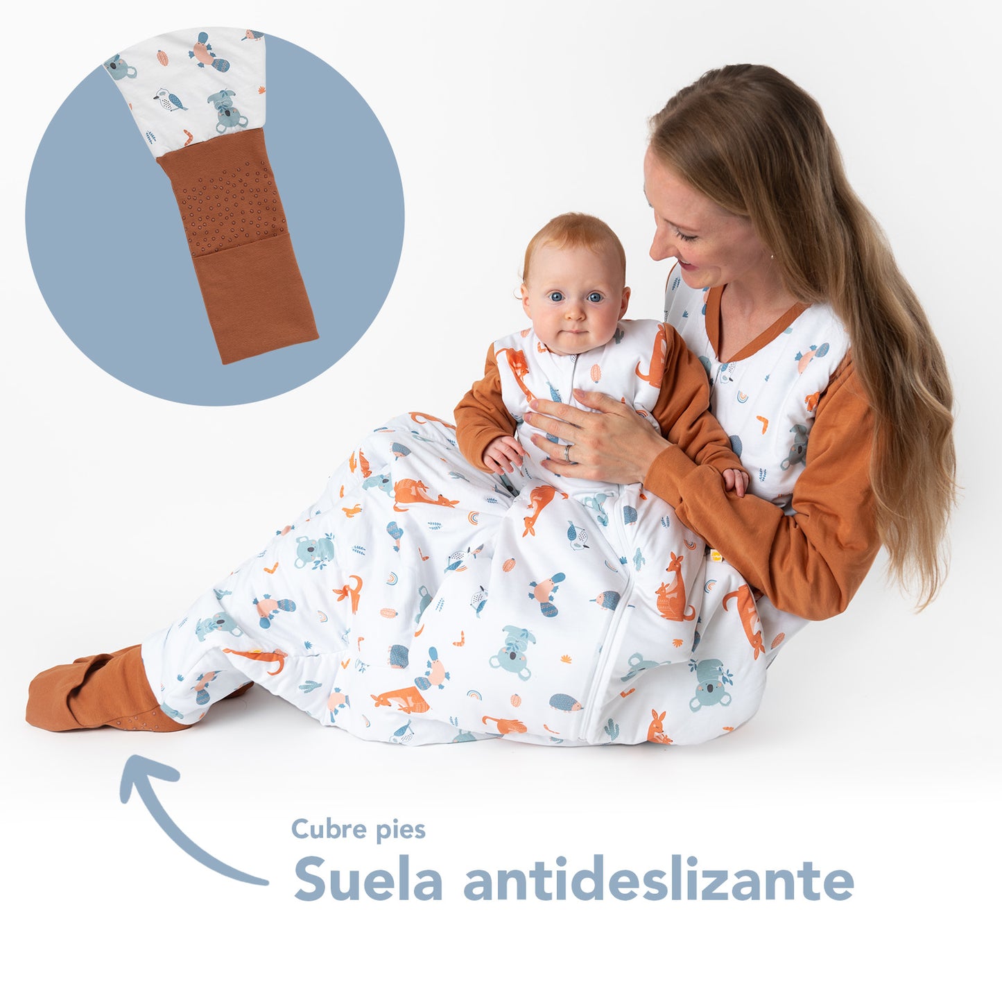 Saco de dormir con pies y suelas antideslizantes para adultos, 2.5 TOG