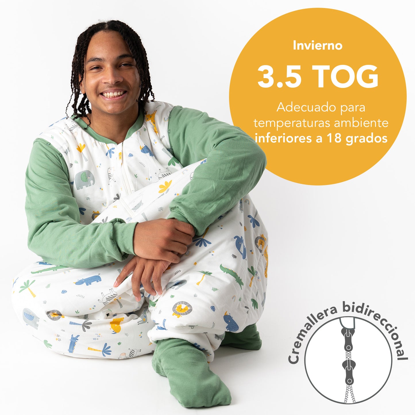 Saco de dormir con pies y suelas antideslizantes para adultos, 3.5 TOG