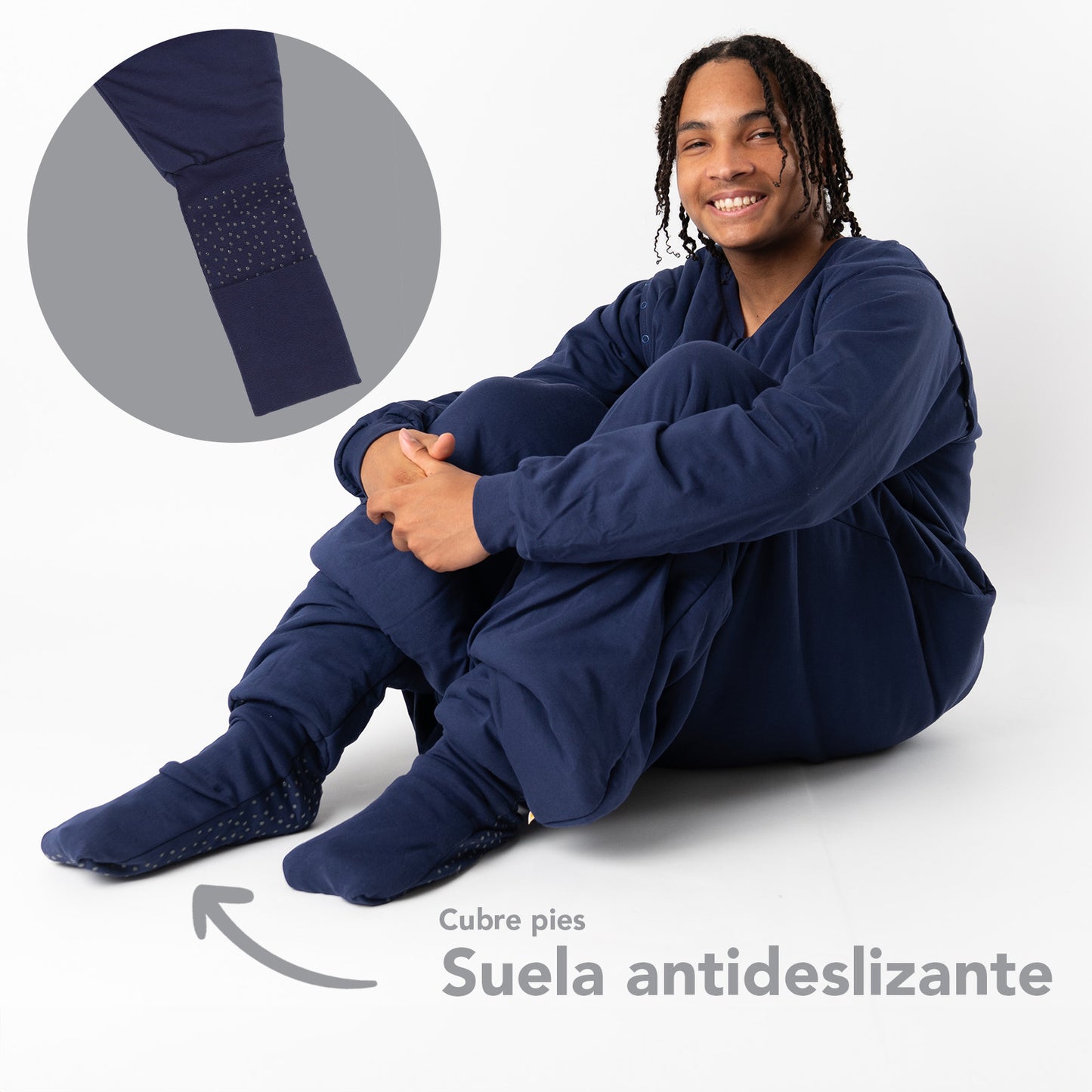 Saco de dormir con pies y suelas antideslizantes para adultos, 2.5 TOG