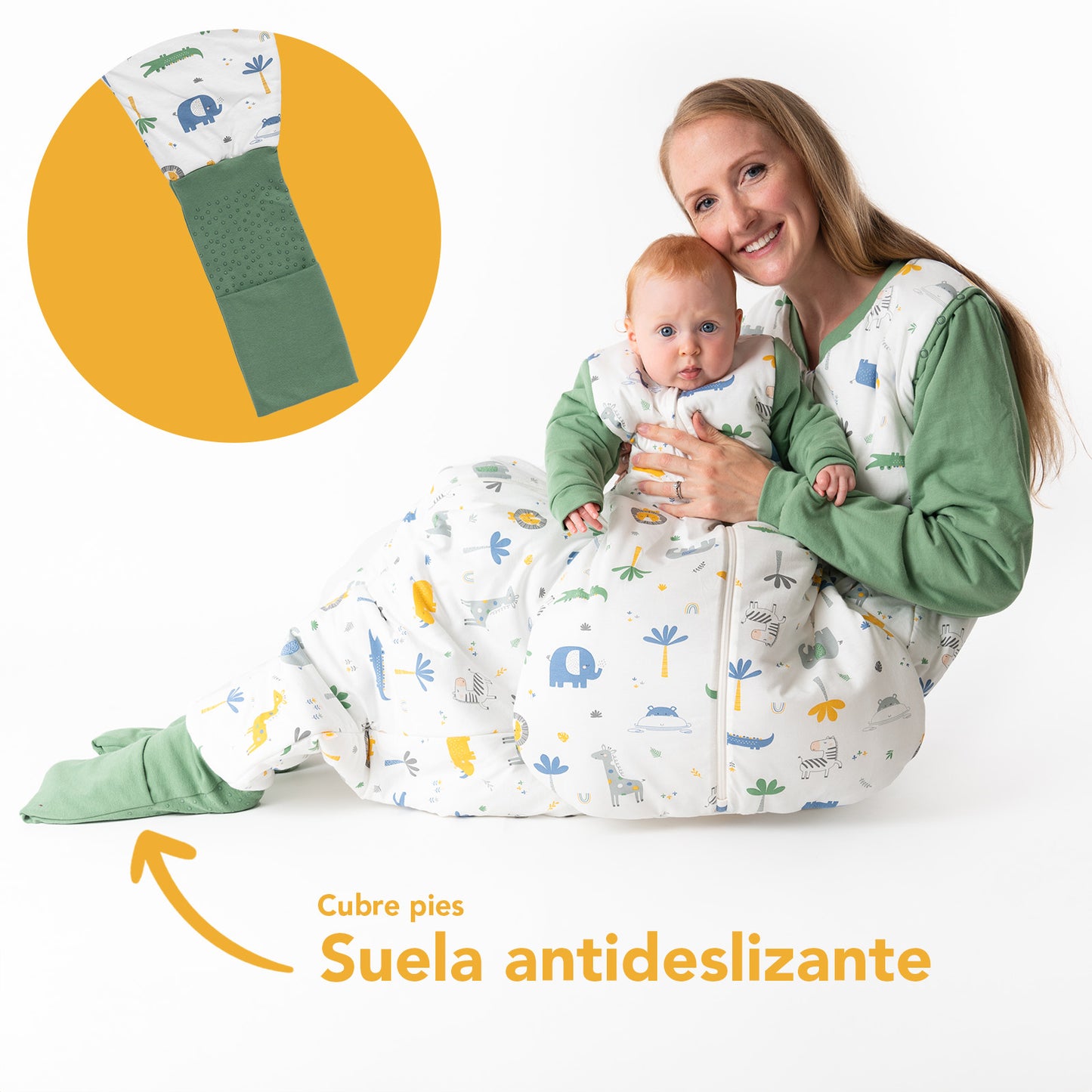 Saco de dormir con pies y suelas antideslizantes para adultos, 2.5 TOG