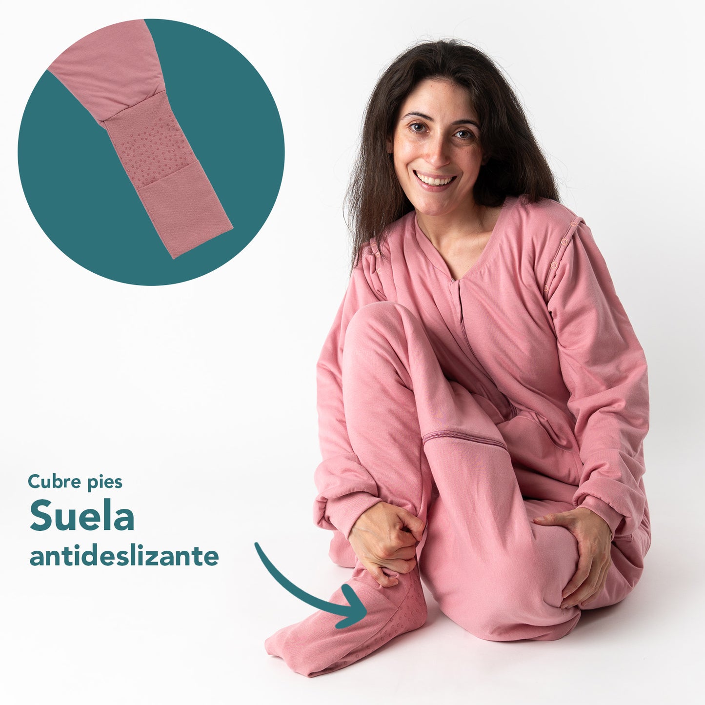 Saco de dormir con pies y suelas antideslizantes para adultos, 2.5 TOG