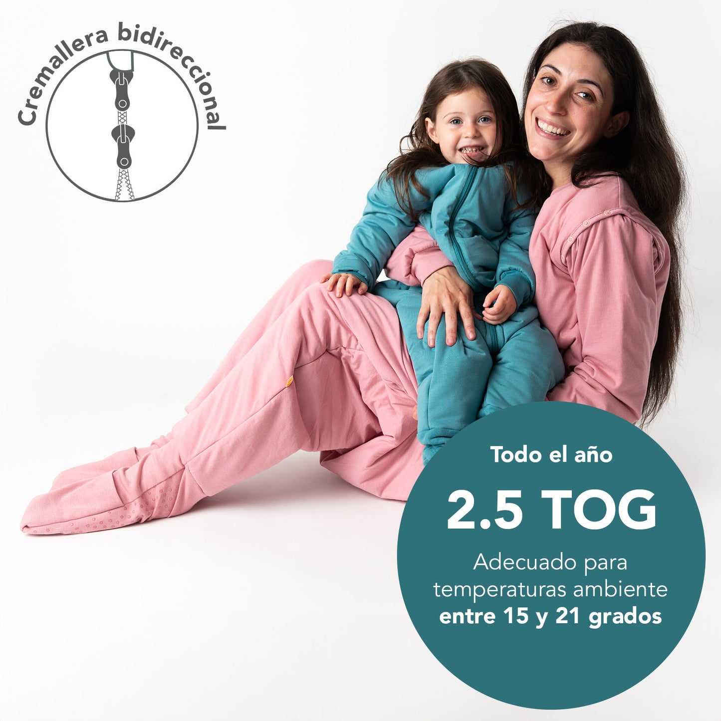 Saco de dormir con pies y suelas antideslizantes para adultos, 2.5 TOG