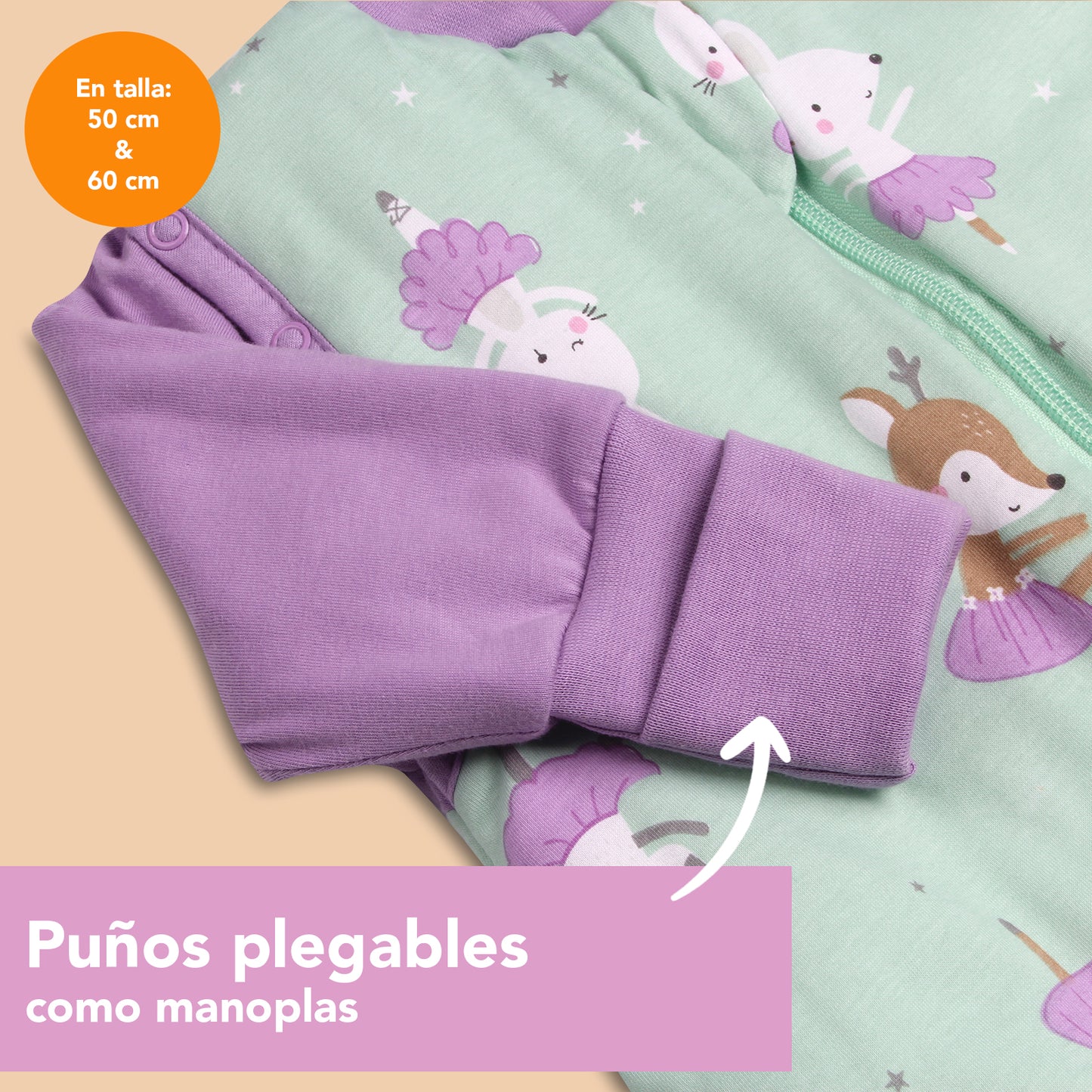 Saco de dormir con pies y suelas antideslizantes, 2.5 TOG